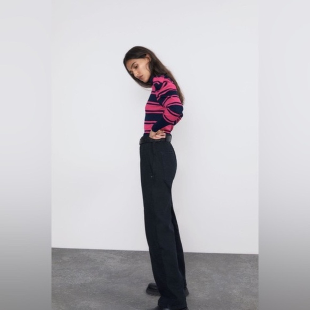 Zara striped ribbed knit sweater-size L - Picture 2 of 8